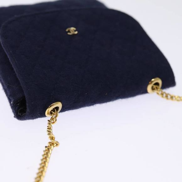 CHANEL Chain Pouch Canvas Navy CC Auth 74394 - Picture 6 of 16
